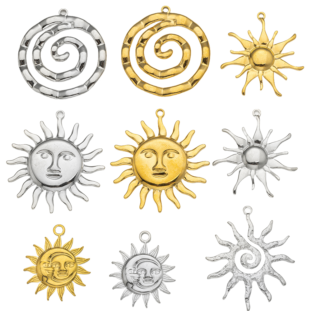 Art Craft Party - Breloques soleil céleste en acier inoxydable,
